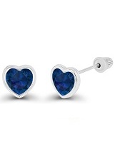 extraordinary itsy-bitsy gold heart blue sapphire September birthstone earrings for babies and children